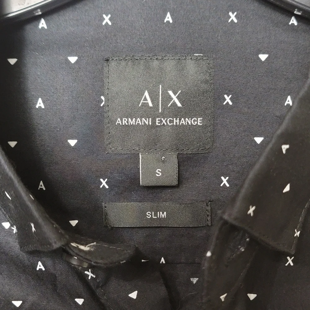 AX Armani Exchange Mens Black  Long Sleeve Button Up Shirt Sz S - Picture 10 of 11